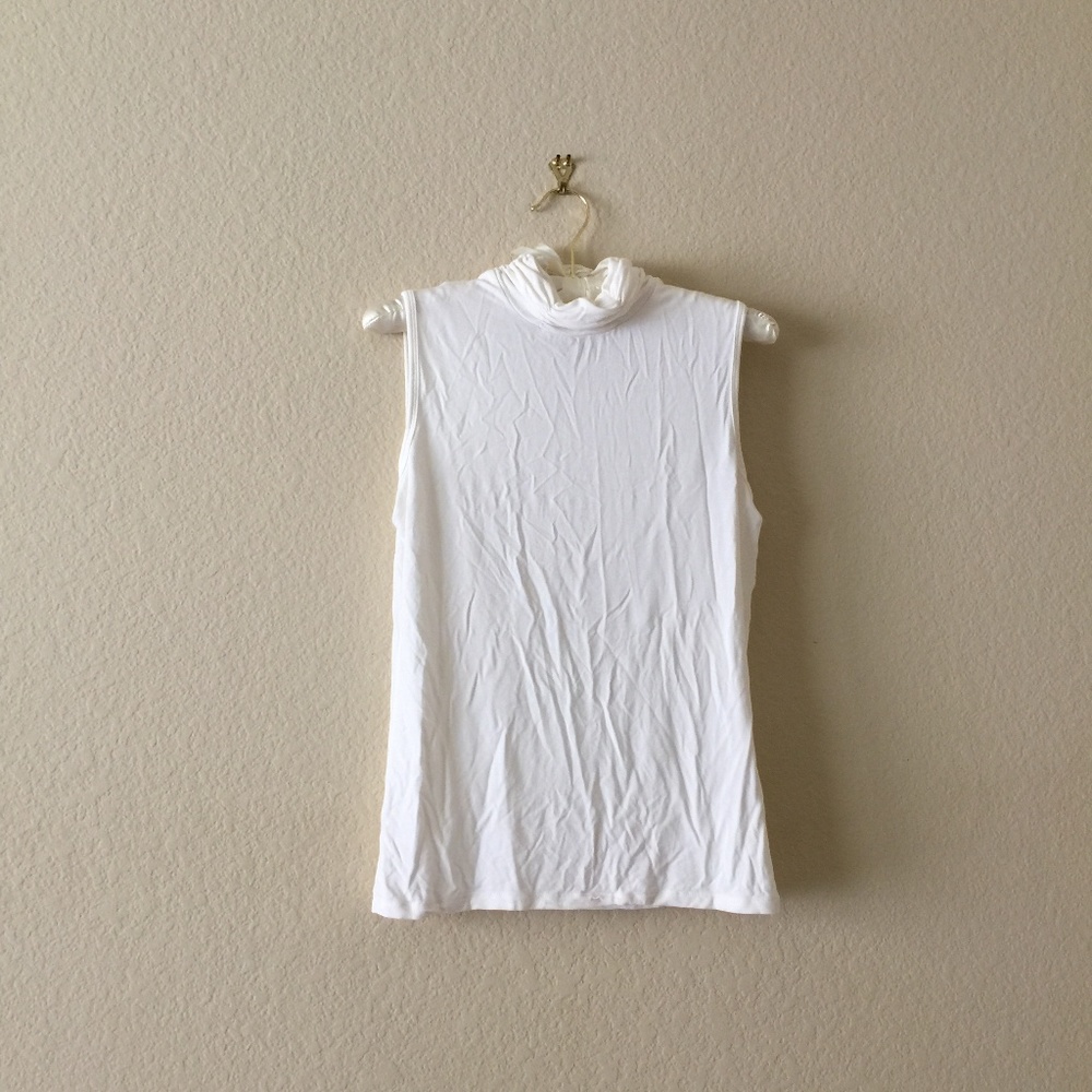 ASARA Cream Color Modal Turtleneck Sleeveless Top